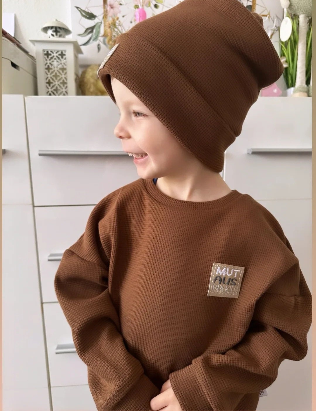 Oversize Pullover aus Waffeljersey