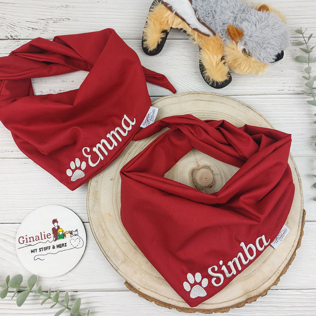 Hundehalstuch mit Name & Pfote • Wendehalstuch