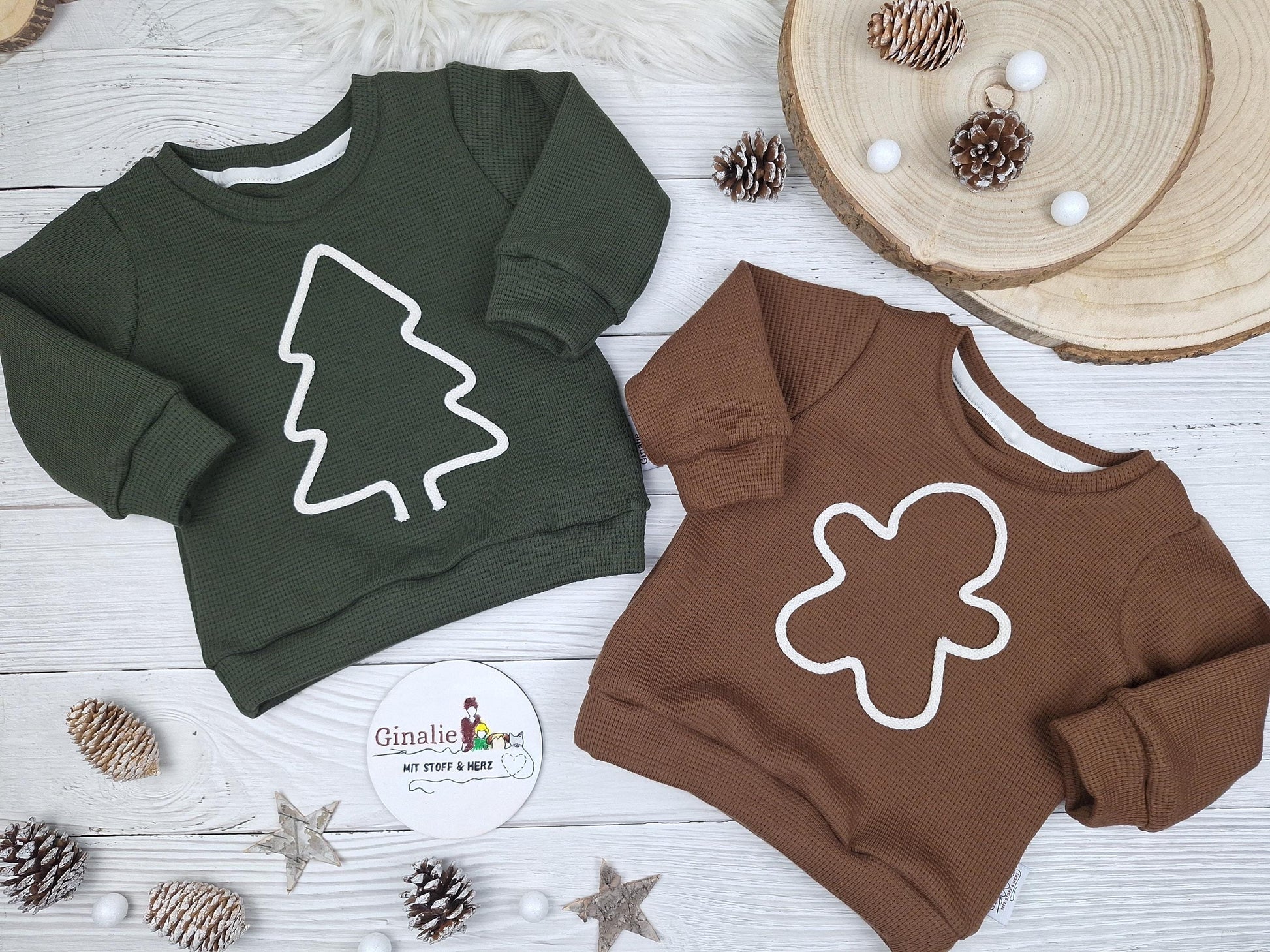 Weihnachts-Kordelpullover für Kinder • festliche Applikationen aus Kordel