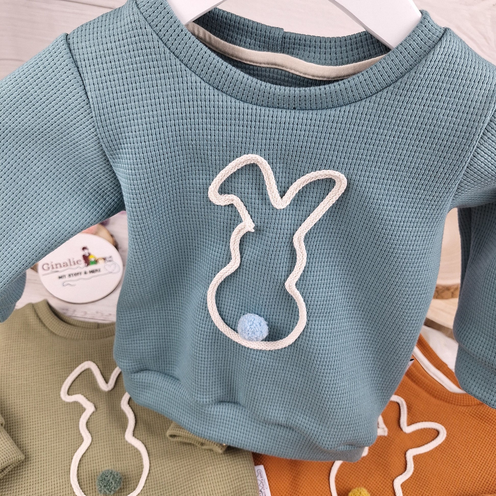 Osterhasen Pullover & Pumphose – aus Waffeljersey – für Babys & Kinder im Set oder einzeln