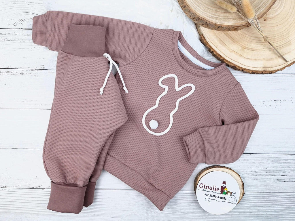 Osterhasen Pullover & Pumphose – aus Waffeljersey – für Babys & Kinder im Set oder einzeln