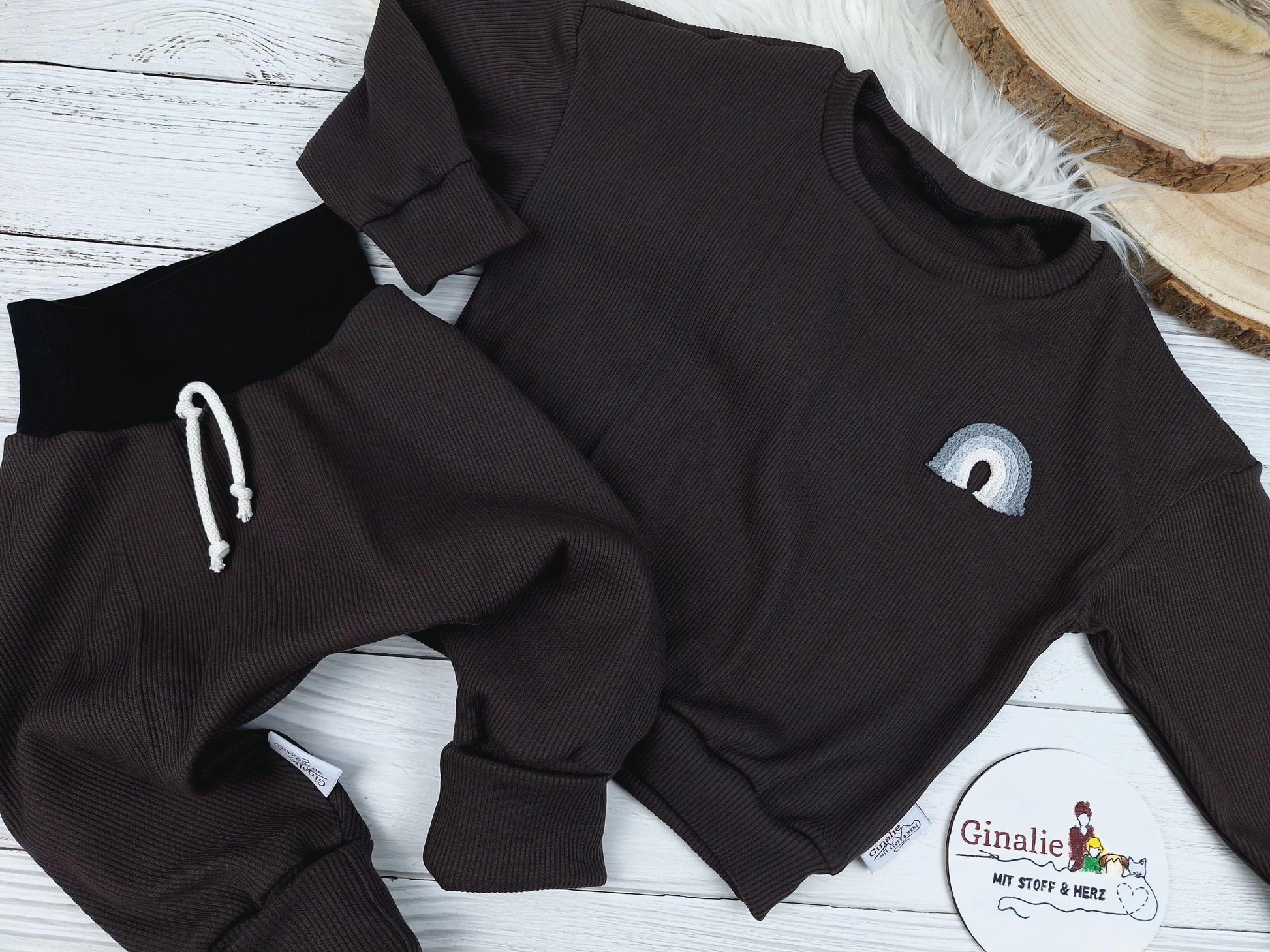 Rainbow Set • Pullover & Hose Baby • Rib-Jersey mit Kordel