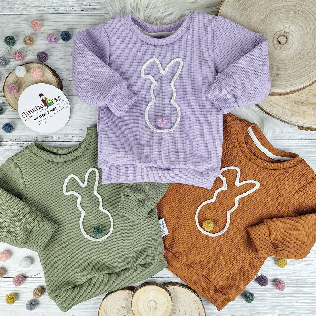 Osterhasen Pullover & Pumphose – aus Waffeljersey – für Babys & Kinder im Set oder einzeln
