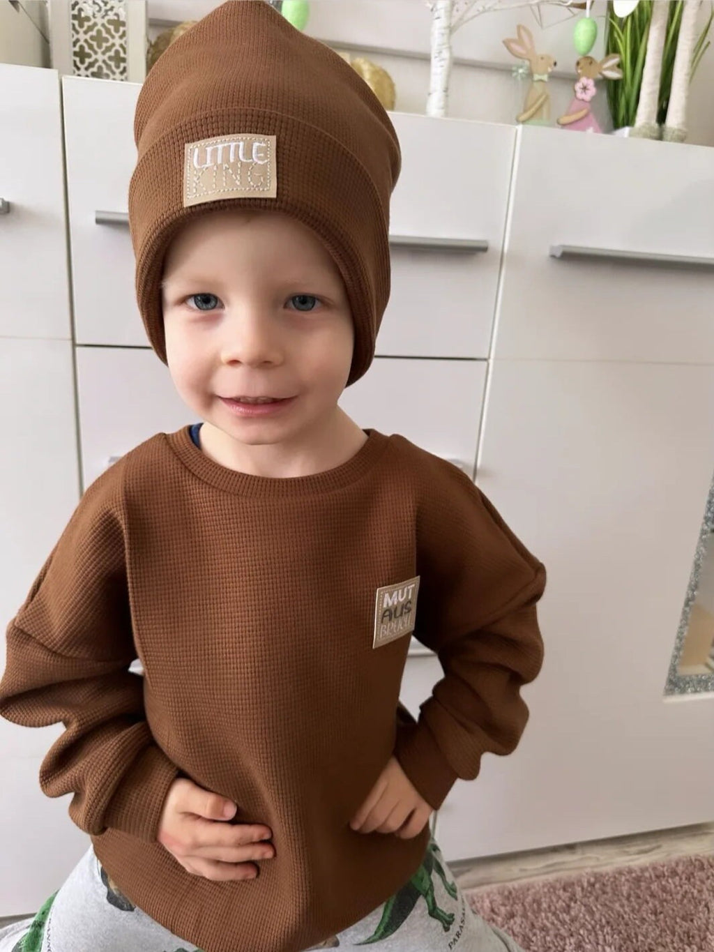 Oversize Pullover aus Waffeljersey