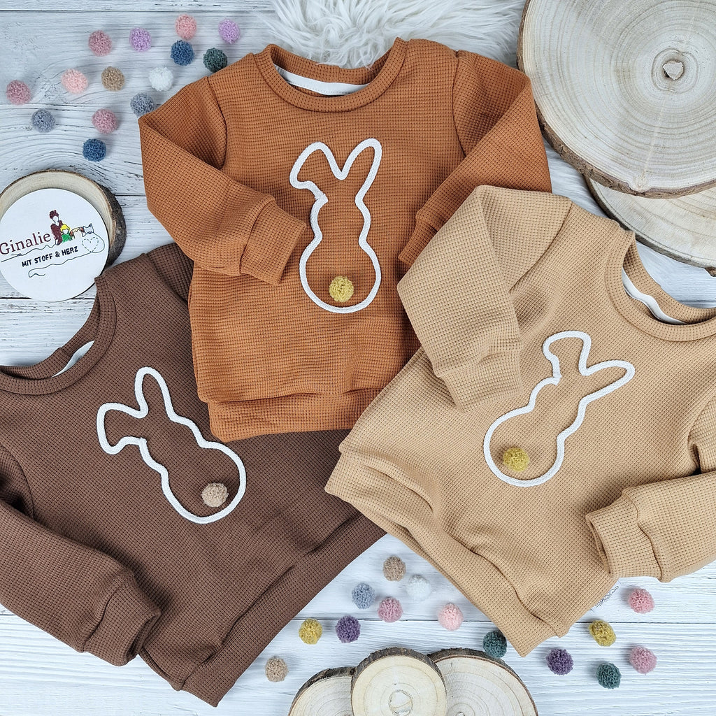 Osterhasen Pullover & Pumphose – aus Waffeljersey – für Babys & Kinder im Set oder einzeln