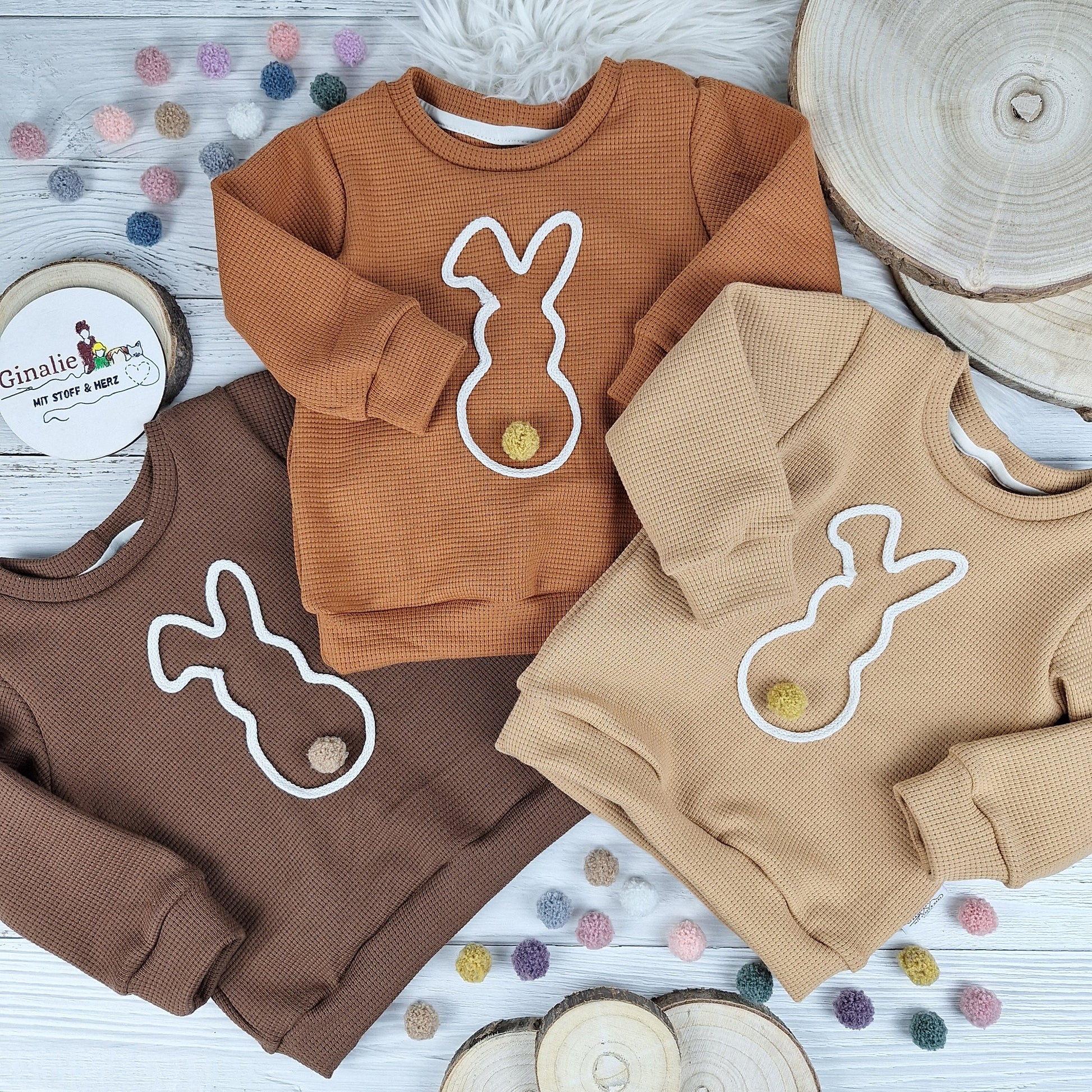 Osterhasen Pullover & Pumphose – aus Waffeljersey – für Babys & Kinder im Set oder einzeln