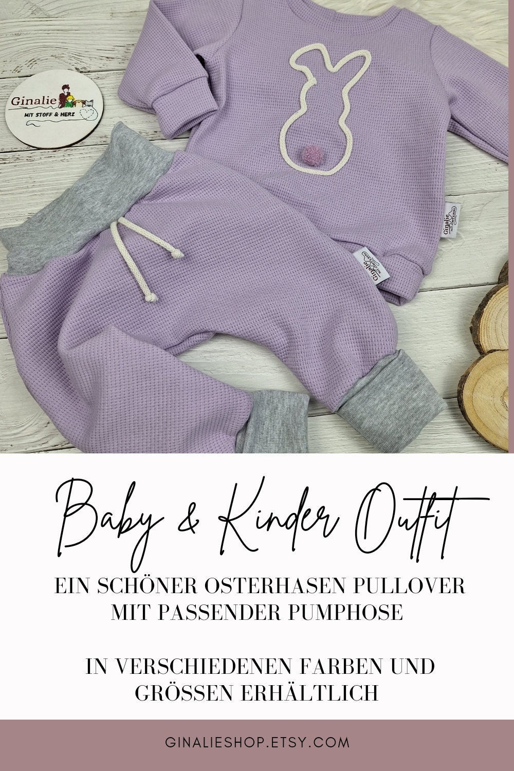 Osterhasen Pullover & Pumphose – aus Waffeljersey – für Babys & Kinder im Set oder einzeln