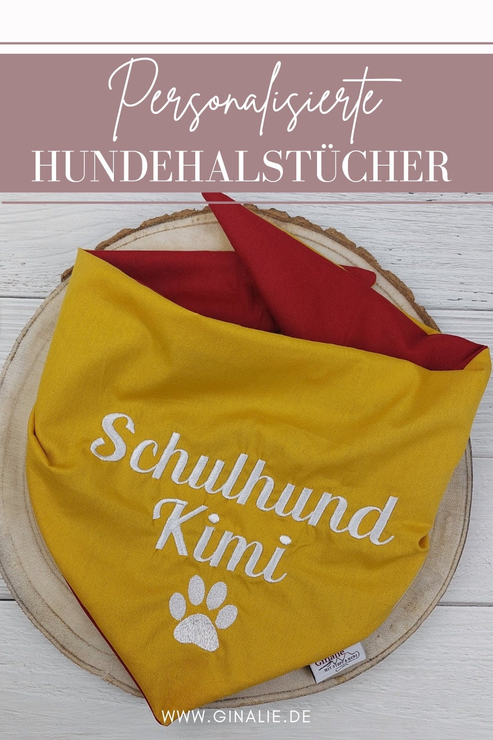 Hundehalstuch mit Name & Pfote • Wendehalstuch