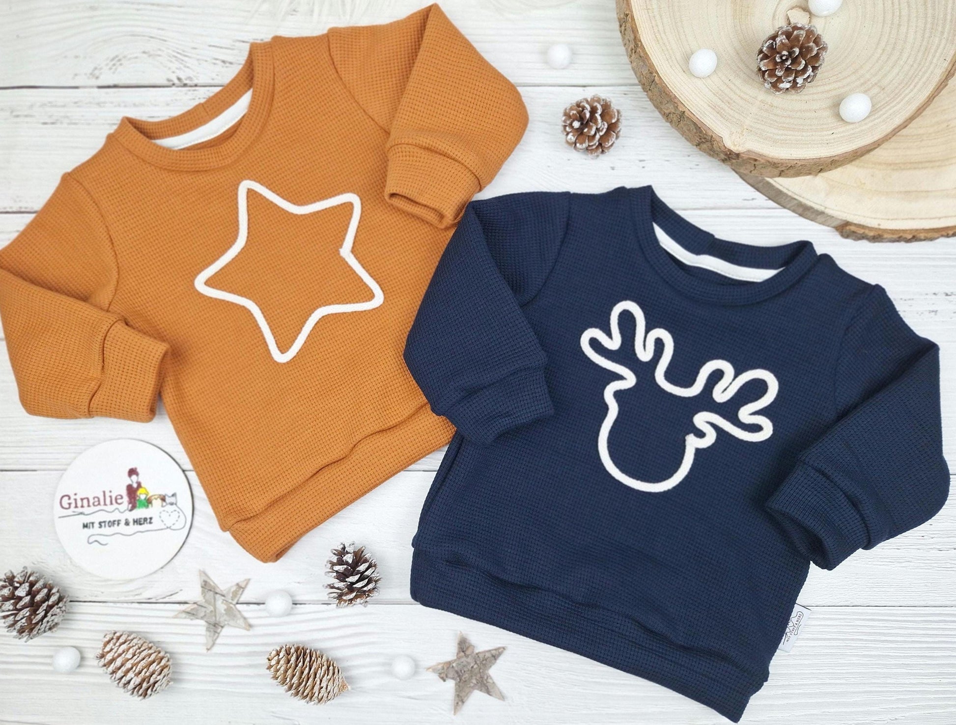 Weihnachts-Kordelpullover für Kinder • festliche Applikationen aus Kordel