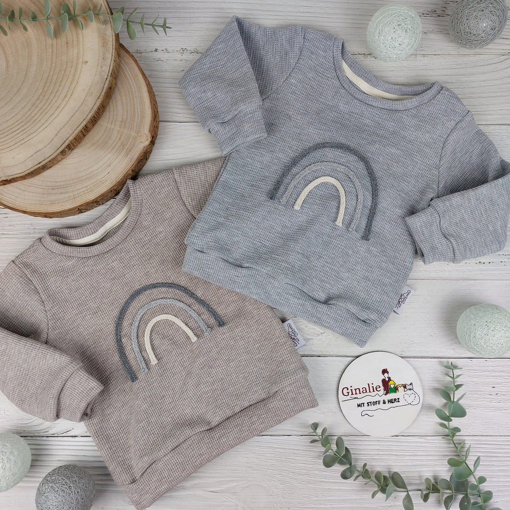 Pullover & Pumphose • Waffeljersey mit Regenbogen-Kordel
