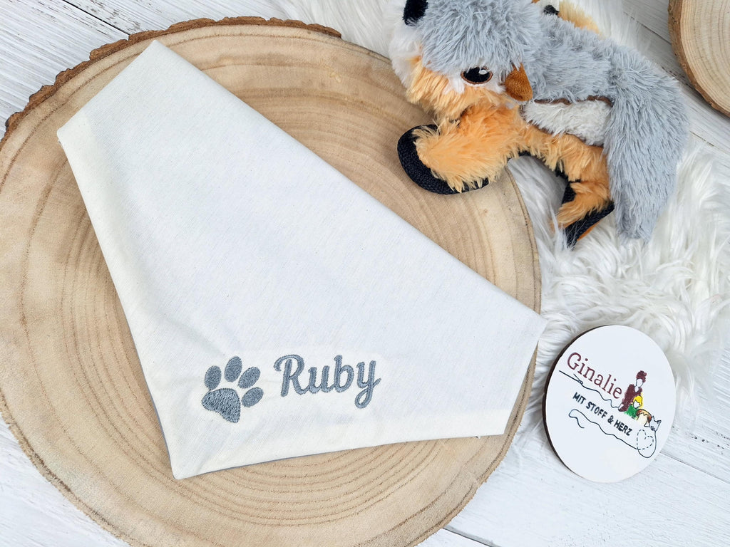 Hundehalstuch mit Name & Pfote • Wendehalstuch