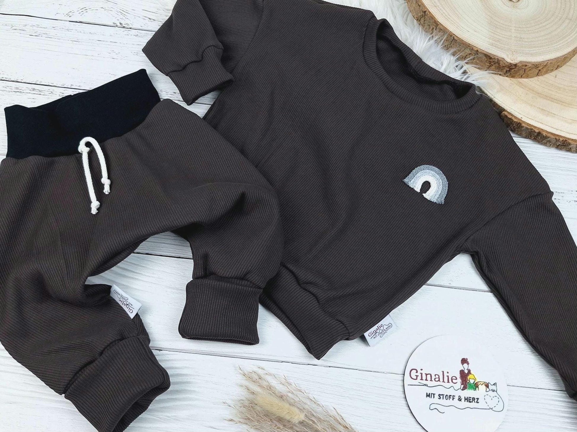 Rainbow Set • Pullover & Hose Baby • Rib-Jersey mit Kordel