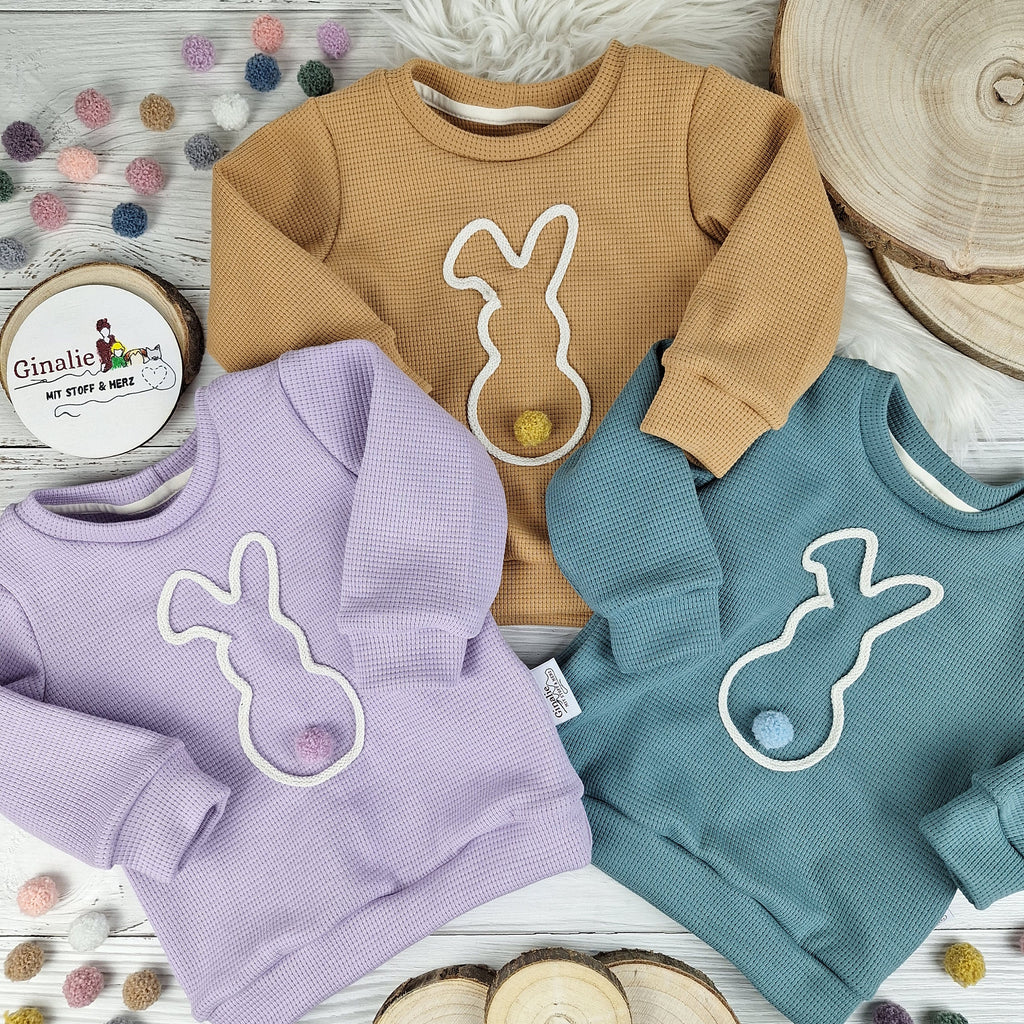 Osterhasen Pullover & Pumphose – aus Waffeljersey – für Babys & Kinder im Set oder einzeln