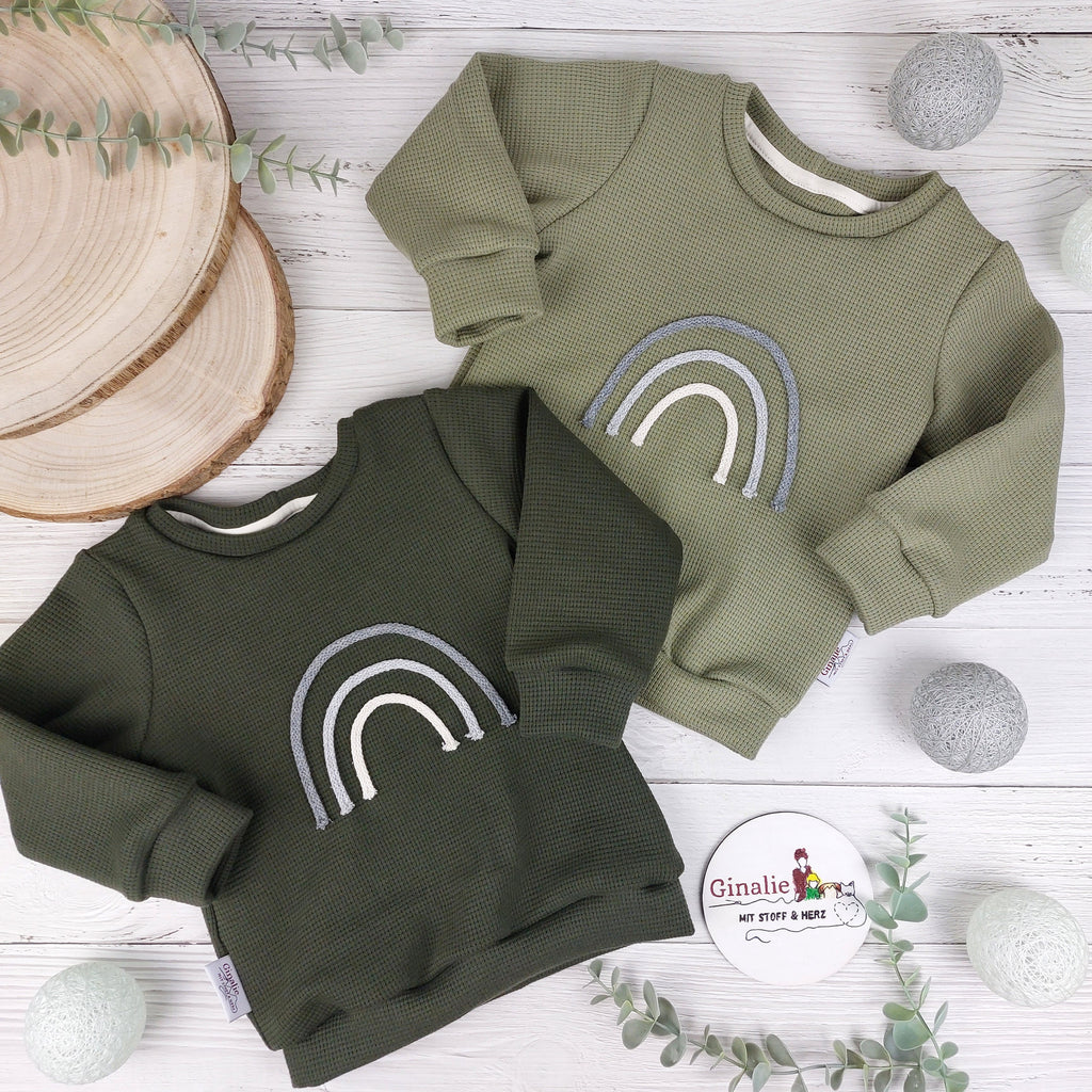 Pullover & Pumphose • Waffeljersey mit Regenbogen-Kordel