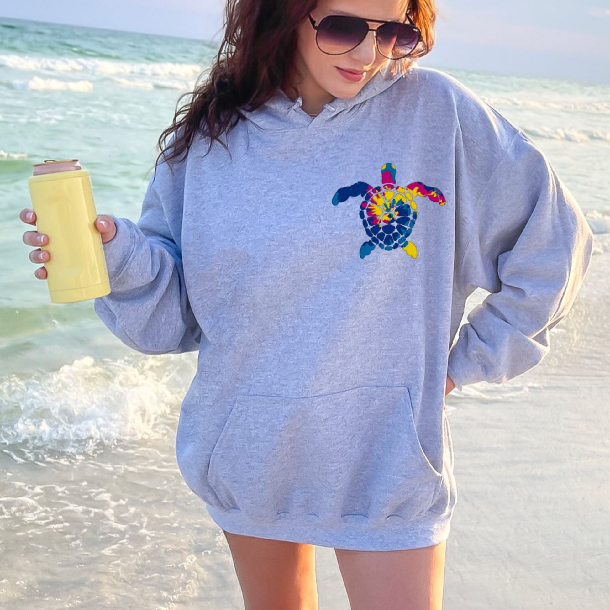 Hoodie • Bunte Schildkröte (Unisex, gestickt)