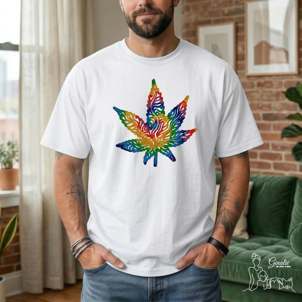 Cannabisblatt Regenbogen Stickerei SP08 • Unisex T-Shirt, Hoodie & Sweatshirt