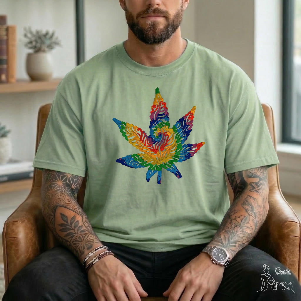 Cannabisblatt Regenbogen Stickerei SP08 • Unisex T-Shirt, Hoodie & Sweatshirt