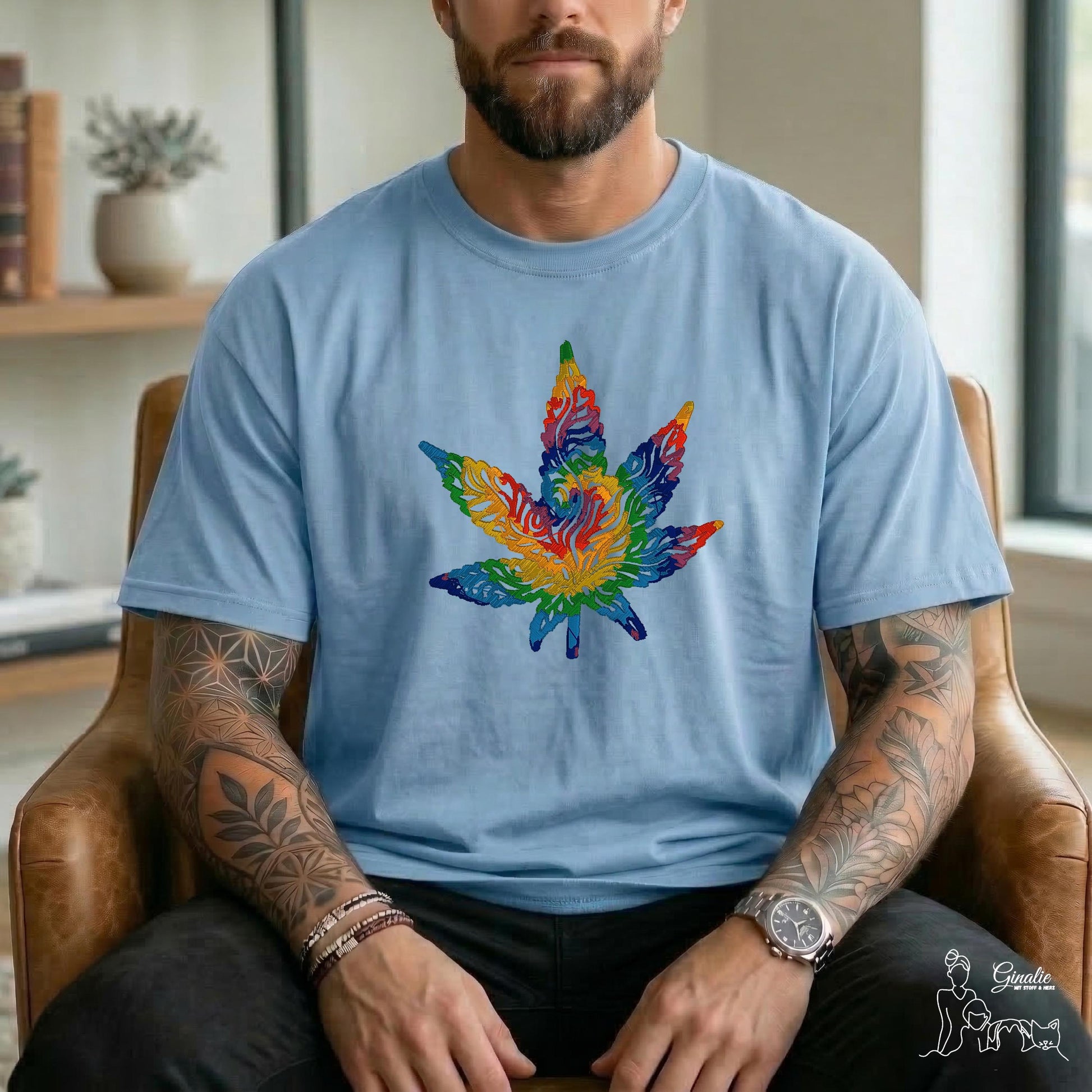 Cannabisblatt Regenbogen Stickerei SP08 • Unisex T-Shirt, Hoodie & Sweatshirt