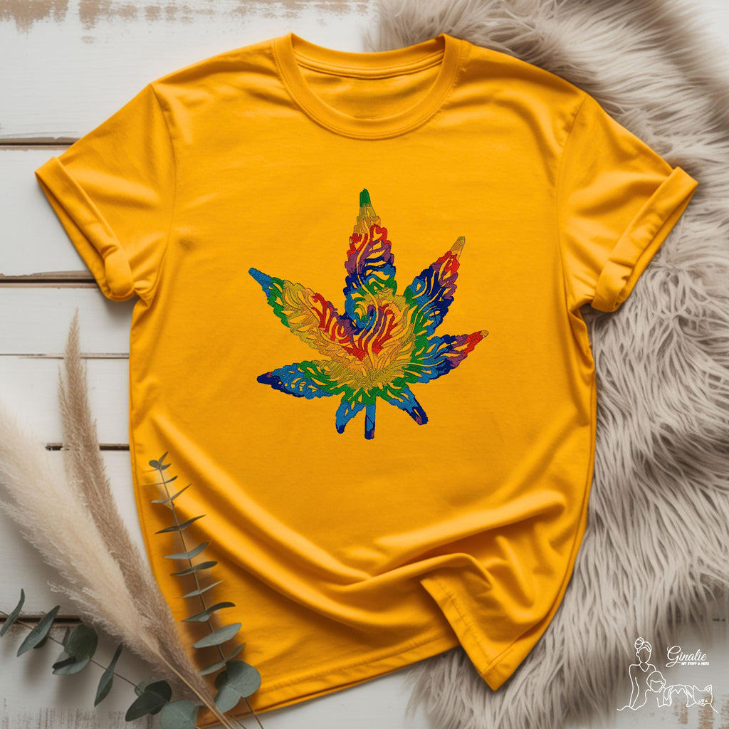 Cannabisblatt Regenbogen Stickerei SP08 • Unisex T-Shirt, Hoodie & Sweatshirt