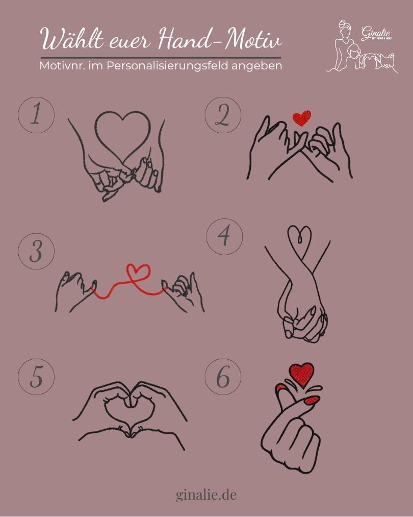 Partner T-Shirt Hand Motiv LOVE07 • personalisiert • Couple Shirt mit Initialen • besticktes Paar Shirt