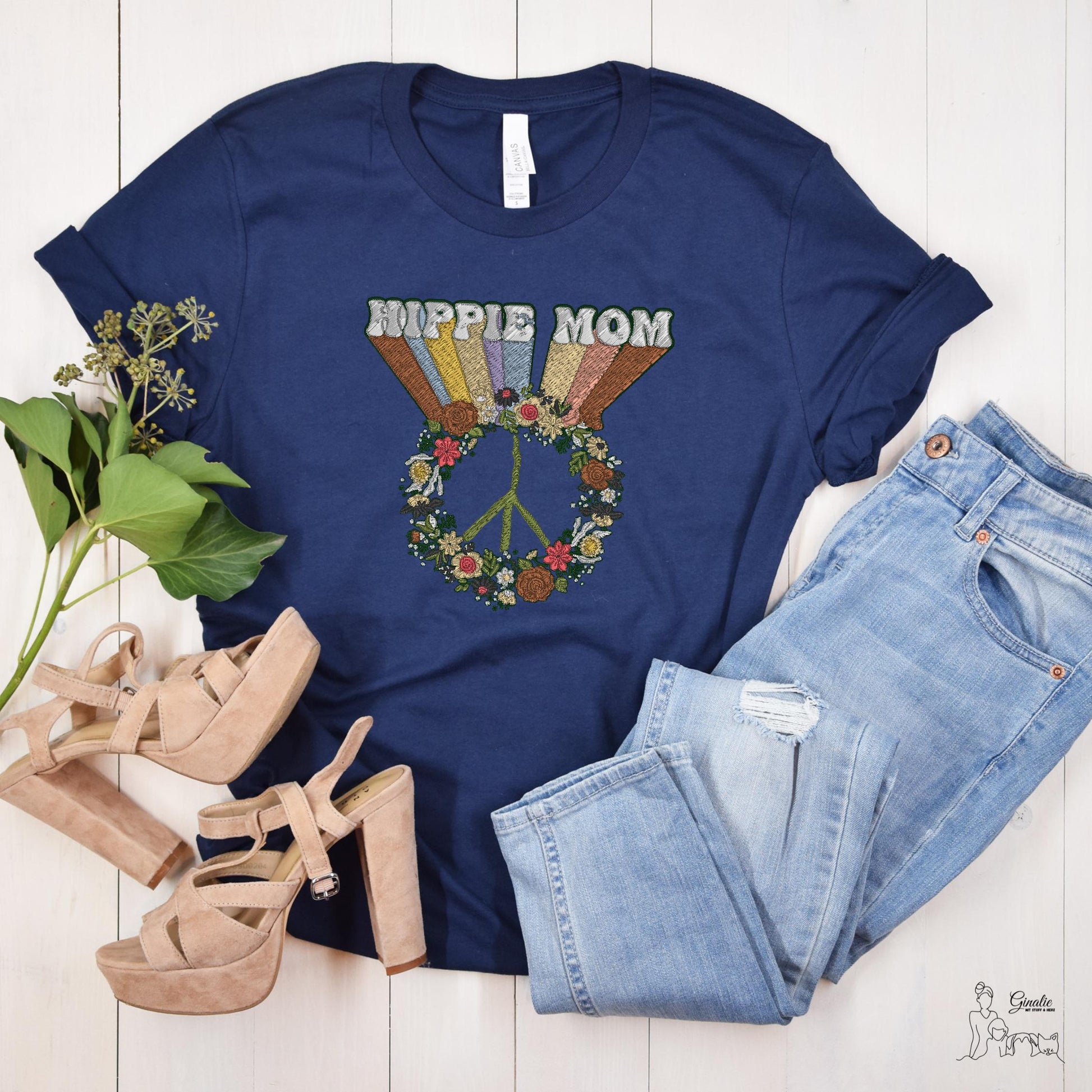 Hippie Mom Shirt - Sweatshirt - Hoodie SP05 • Peace Symbol Blumen