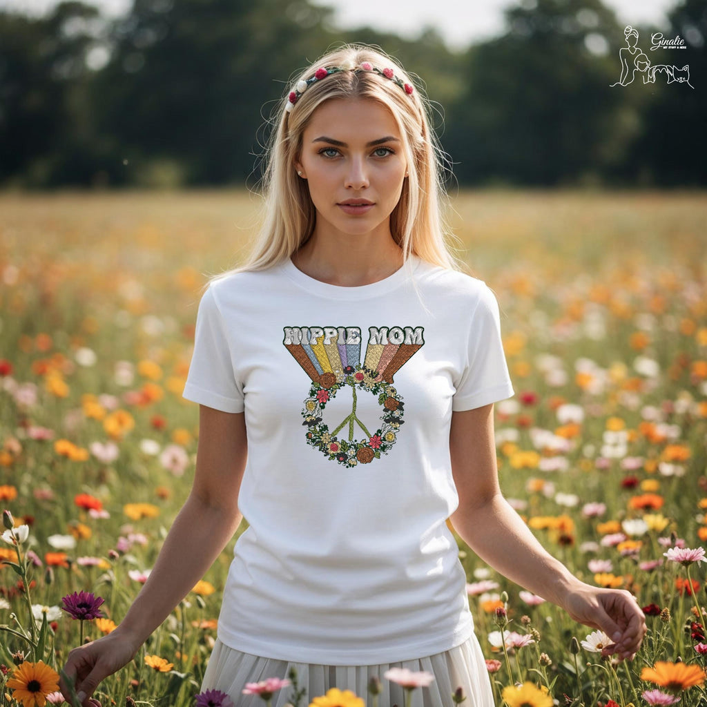 Hippie Mom Shirt - Sweatshirt - Hoodie SP05 • Peace Symbol Blumen