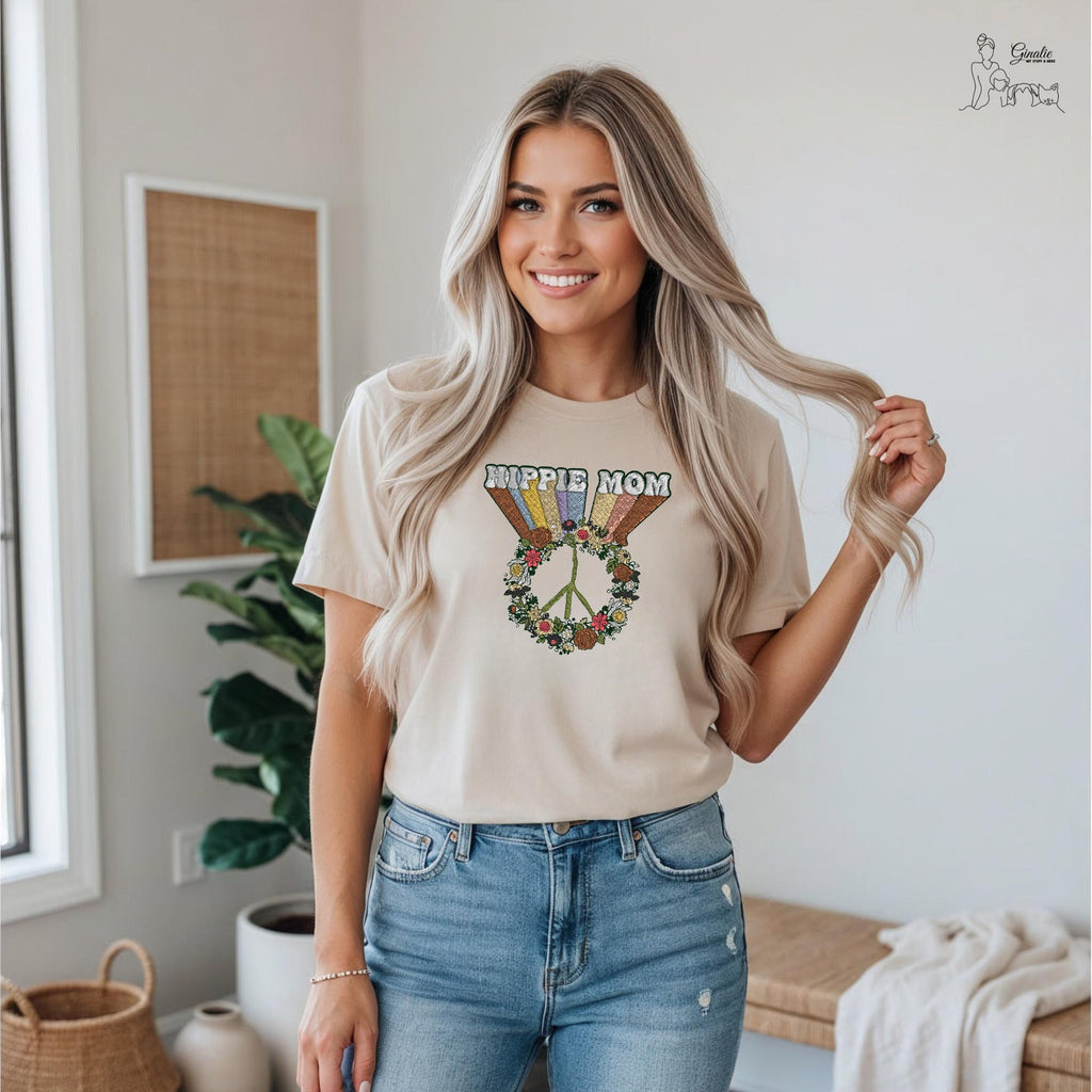 Hippie Mom Shirt - Sweatshirt - Hoodie SP05 • Peace Symbol Blumen