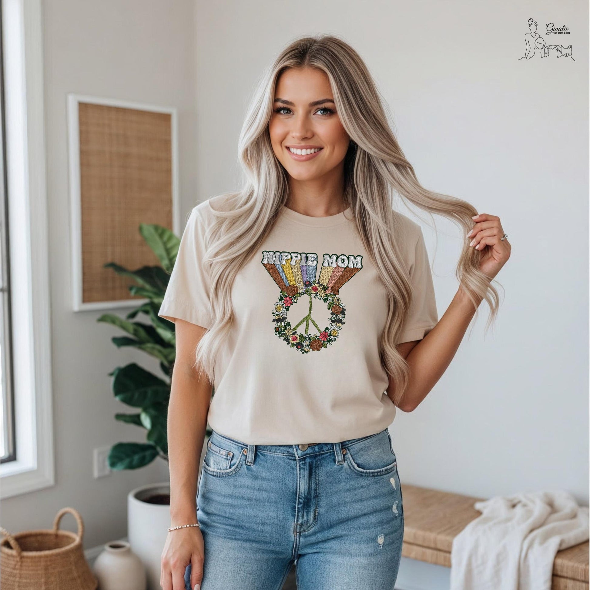 Hippie Mom Shirt - Sweatshirt - Hoodie SP05 • Peace Symbol Blumen