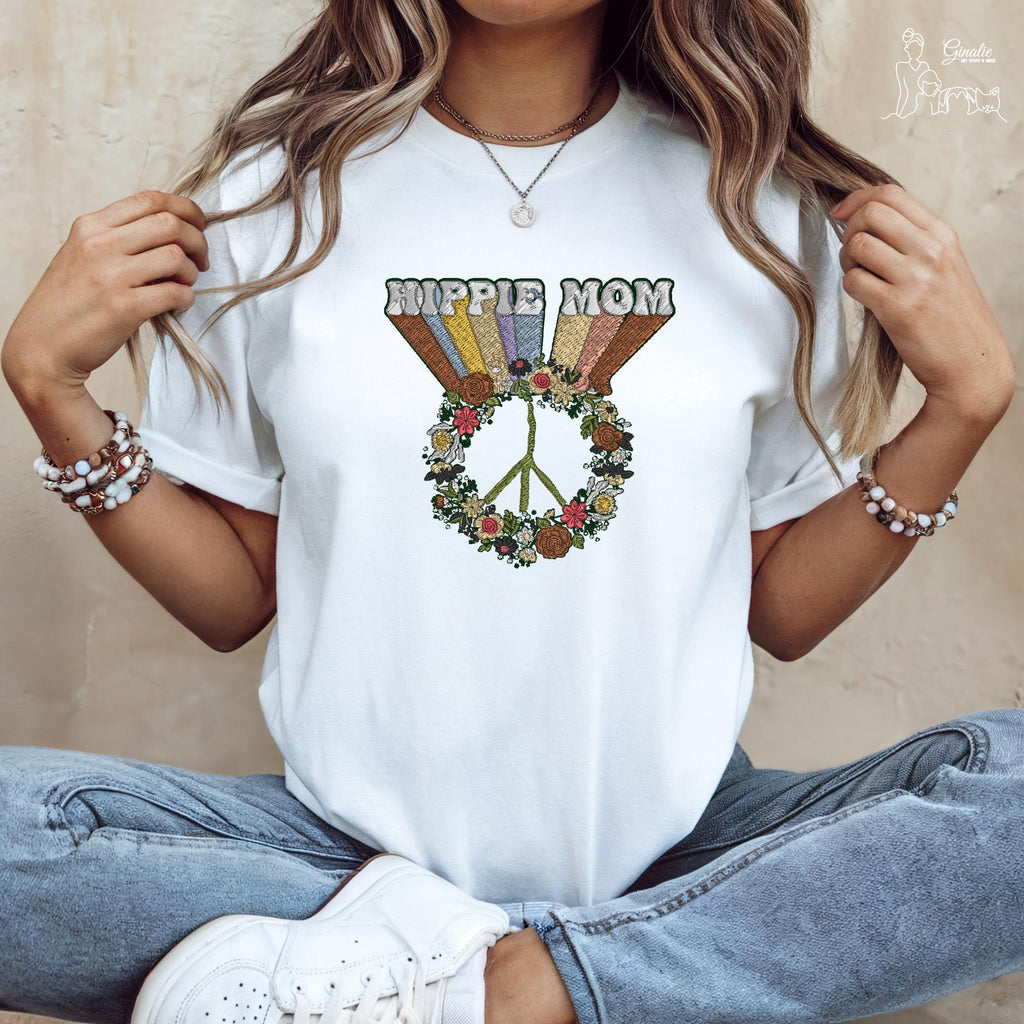 Hippie Mom Shirt - Sweatshirt - Hoodie SP05 • Peace Symbol Blumen
