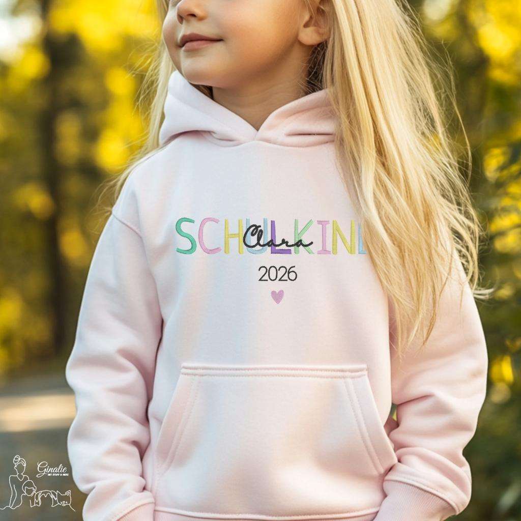 Schulkind Hoodie SCHOOL01 • bestickt & personalisiert mit Name • Einschulung