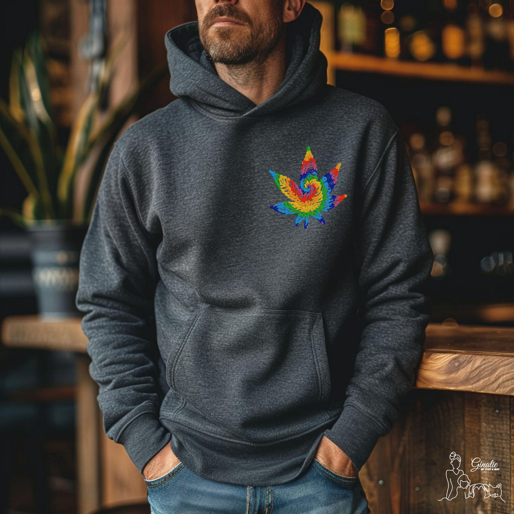 Cannabisblatt Bruststickerei SP09 • Regenbogen Stickerei • T-Shirt, Hoodie & Sweatshirt