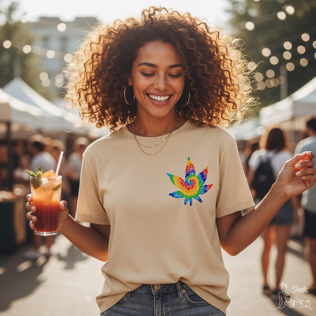 Cannabisblatt Bruststickerei SP09 • Regenbogen Stickerei • T-Shirt, Hoodie & Sweatshirt