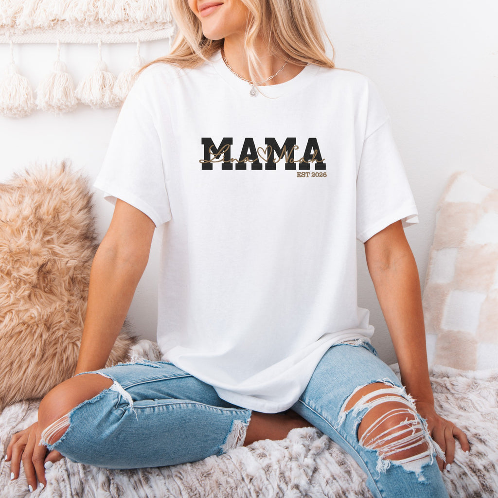 Mama & Papa T-Shirt personalisiert • Name & EST Jahr • bestickt