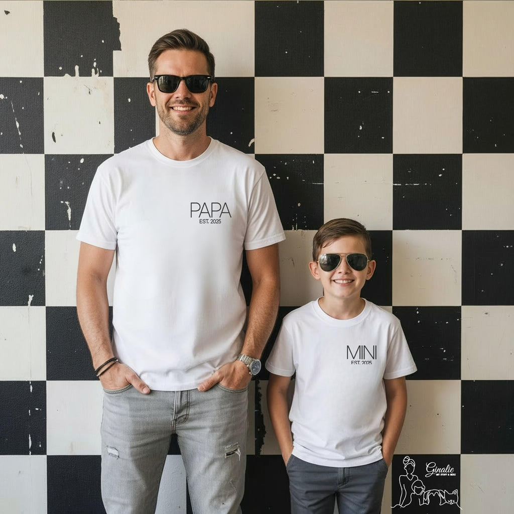 Mama Papa Shirt FAM01 • Family Matching Outfit • personalisiertes Familien T-Shirt • besticktes Partnerlook Shirt