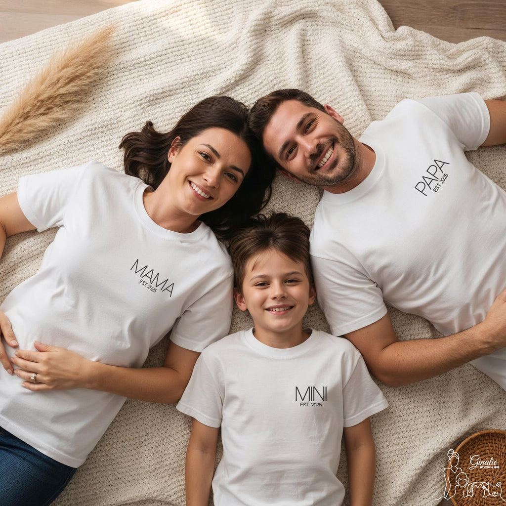 Mama Papa Shirt FAM01 • Family Matching Outfit • personalisiertes Familien T-Shirt • besticktes Partnerlook Shirt