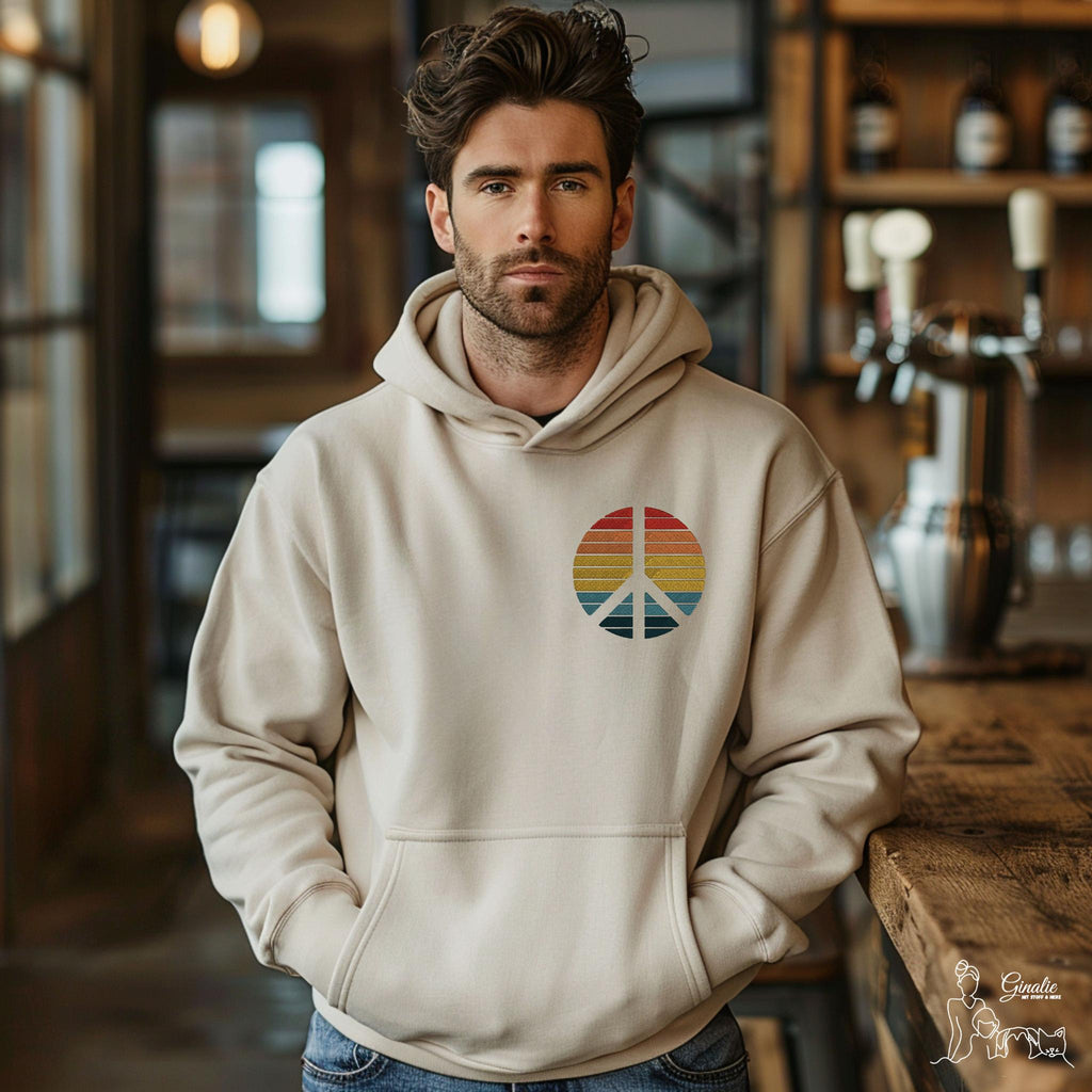Retro Peace Shirt, Hoodie & Sweatshirt SP07 - Friedenssymbol Stickerei mit Wunschfarben
