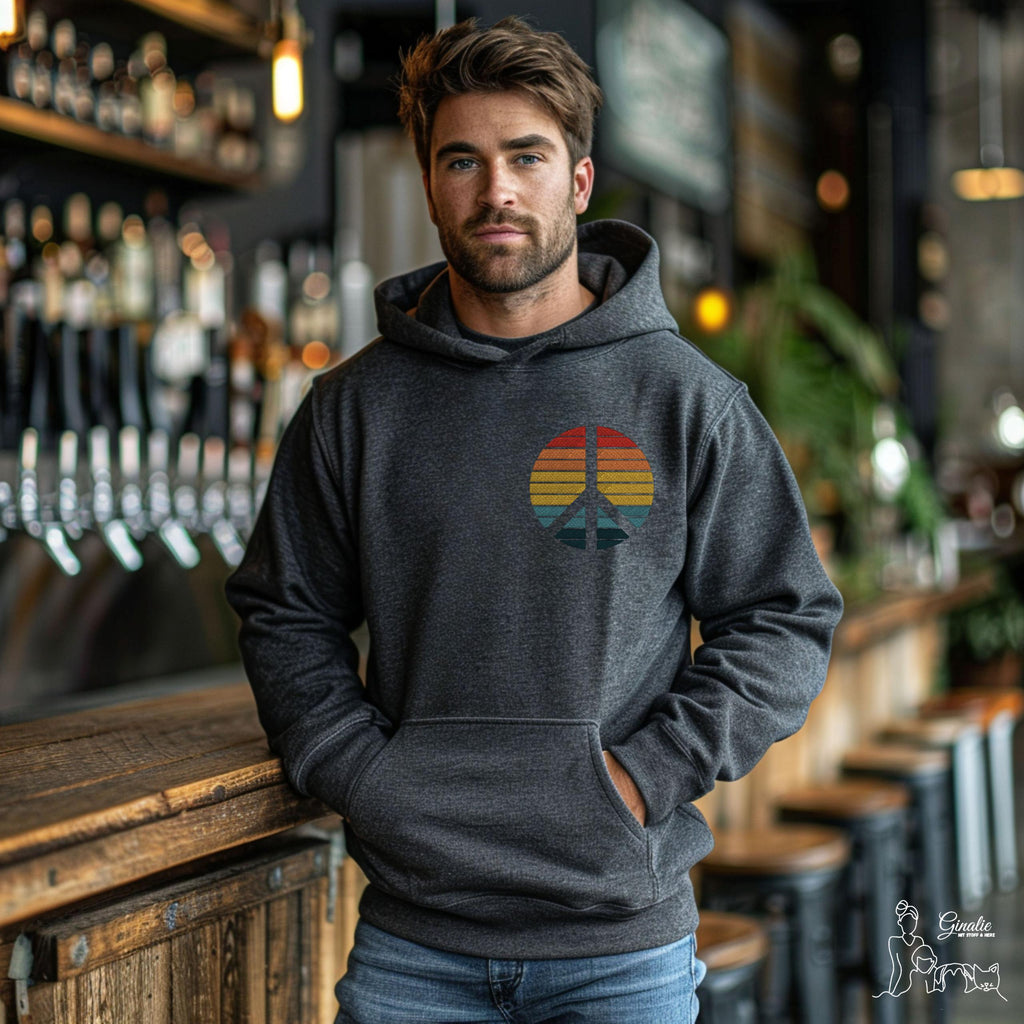 Retro Peace Shirt, Hoodie & Sweatshirt SP07 - Friedenssymbol Stickerei mit Wunschfarben