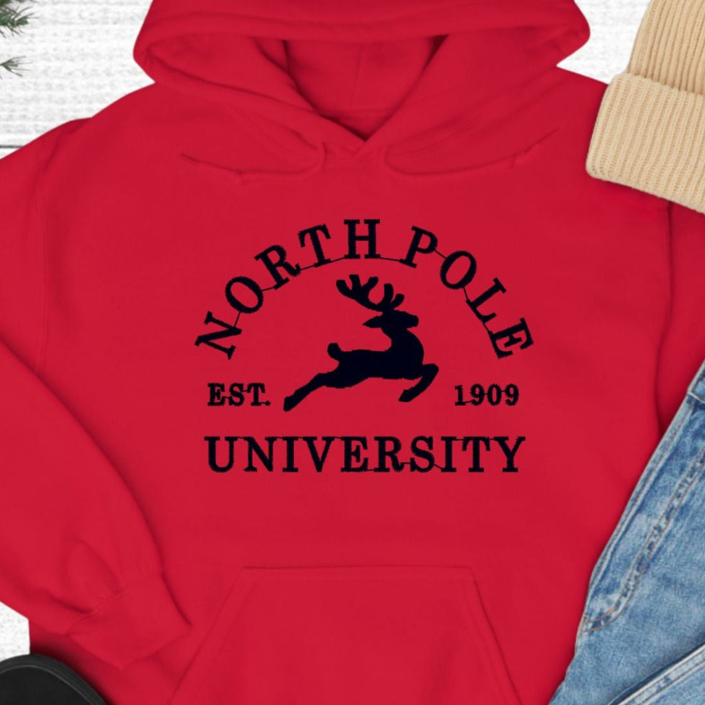 Weihnachts-Hoodie • North Pole University (College-Style, Rentier, Unisex)