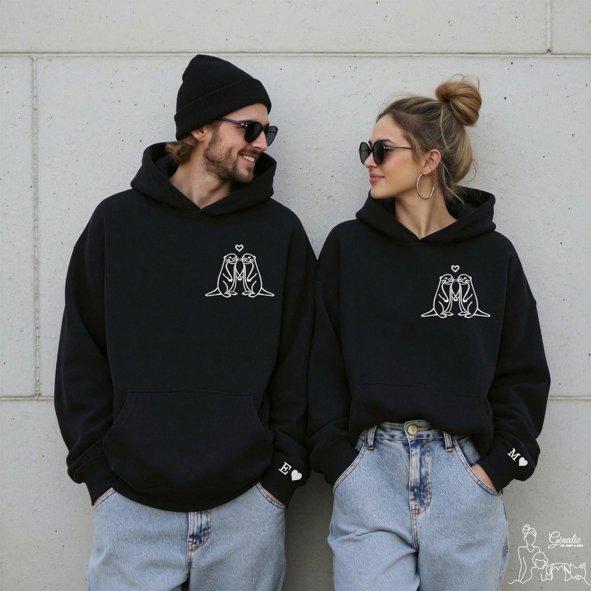 Otter Partnerlook Hoodie personalisiert