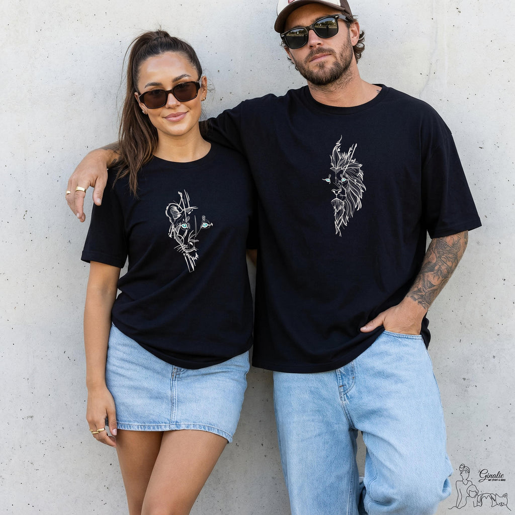 Partner T-Shirt • Löwe & Löwin • bestickt & personalisiert mit Initialen