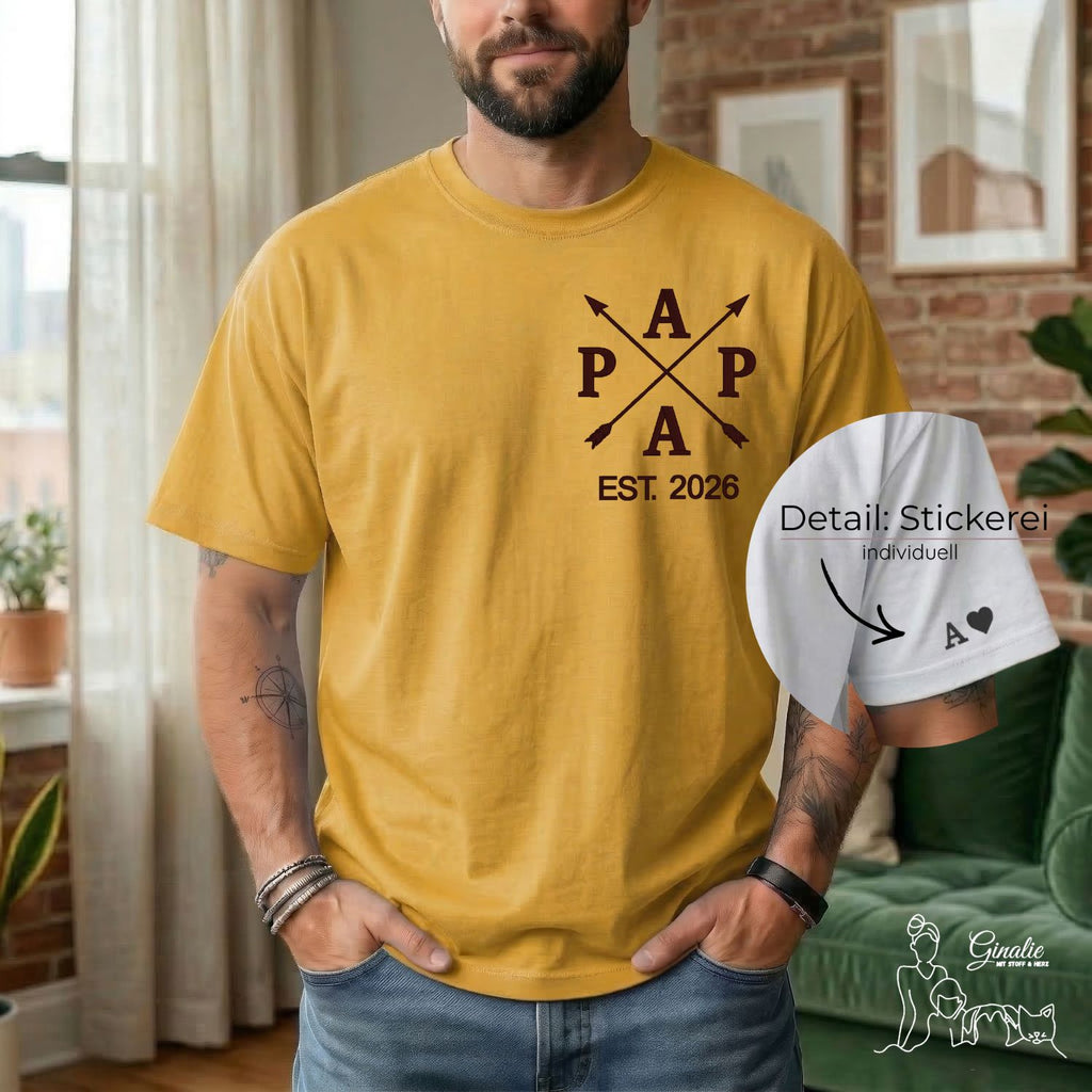 Papa T-Shirt personalisiert mit Pfeil Design • bestickt