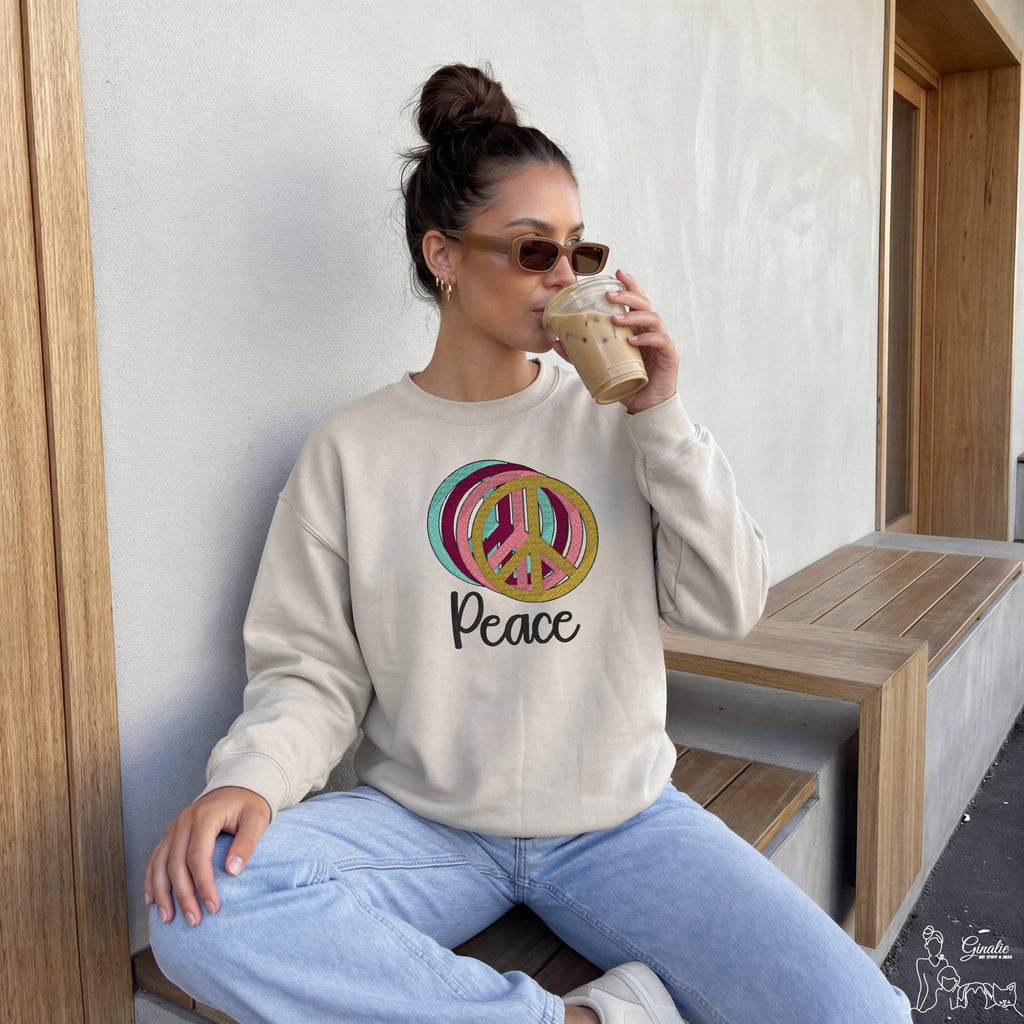 Peace Hoodie, Sweatshirt & Shirt SP04 • Friedenssymbol Stickerei