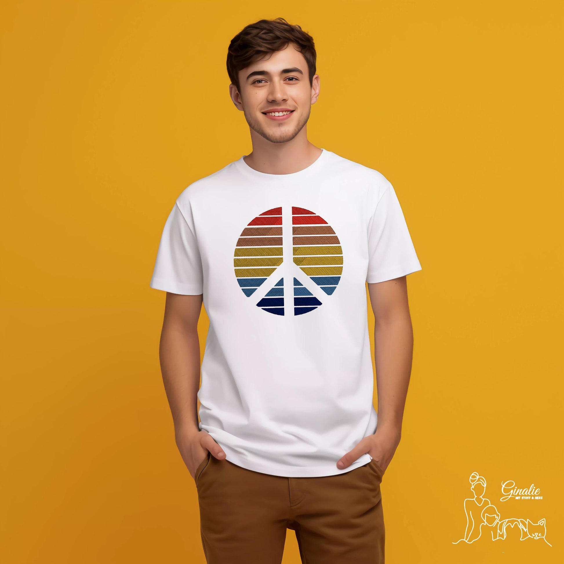 Peace Shirt, Hoodie & Sweatshirt SP06 - Retro Peace Zeichen mit individueller Farbwahl
