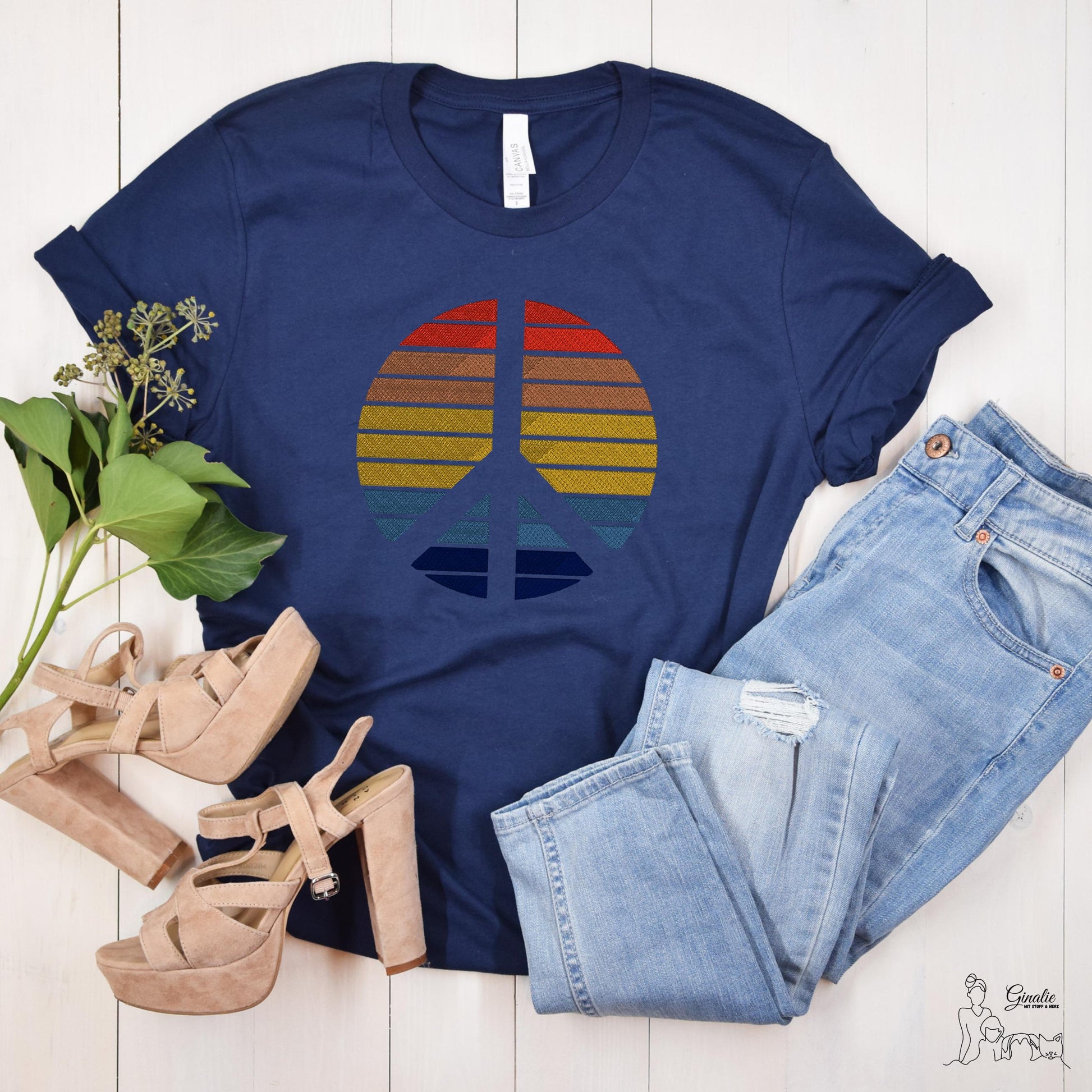Peace Shirt, Hoodie & Sweatshirt SP06 - Retro Peace Zeichen mit individueller Farbwahl