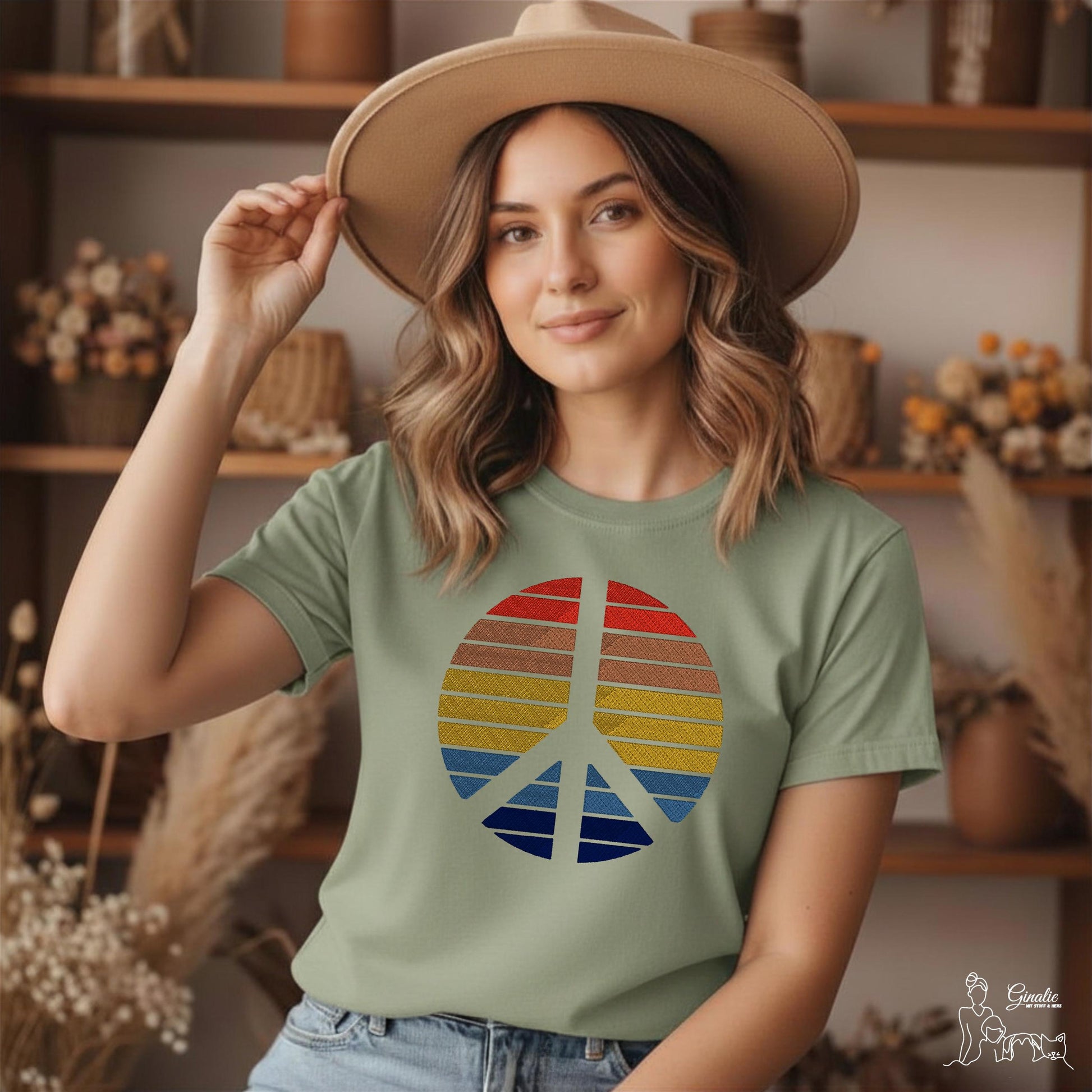 Peace Shirt, Hoodie & Sweatshirt SP06 - Retro Peace Zeichen mit individueller Farbwahl
