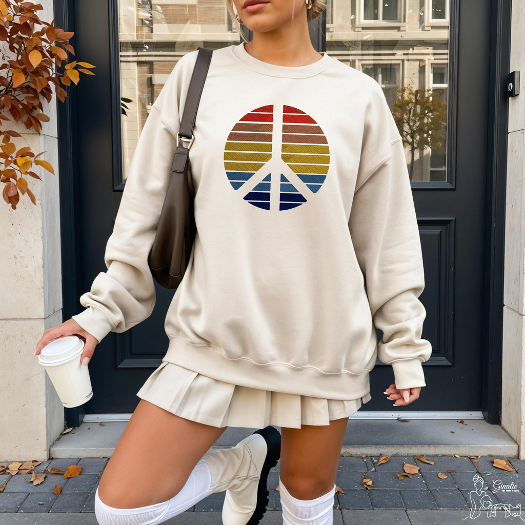 Peace Shirt, Hoodie & Sweatshirt SP06 - Retro Peace Zeichen mit individueller Farbwahl