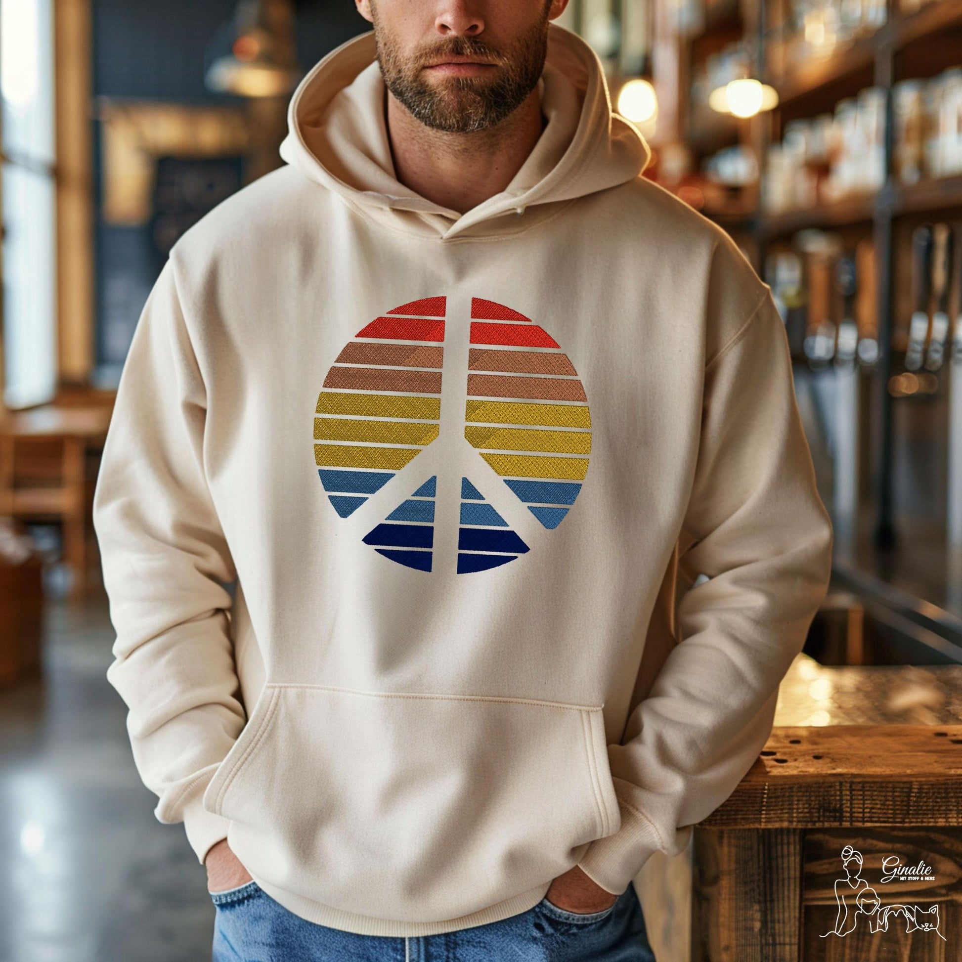 Peace Shirt, Hoodie & Sweatshirt SP06 - Retro Peace Zeichen mit individueller Farbwahl
