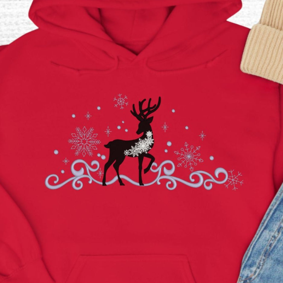 Weihnachts-Hoodie • Rentier & Schneeflocken (Unisex)