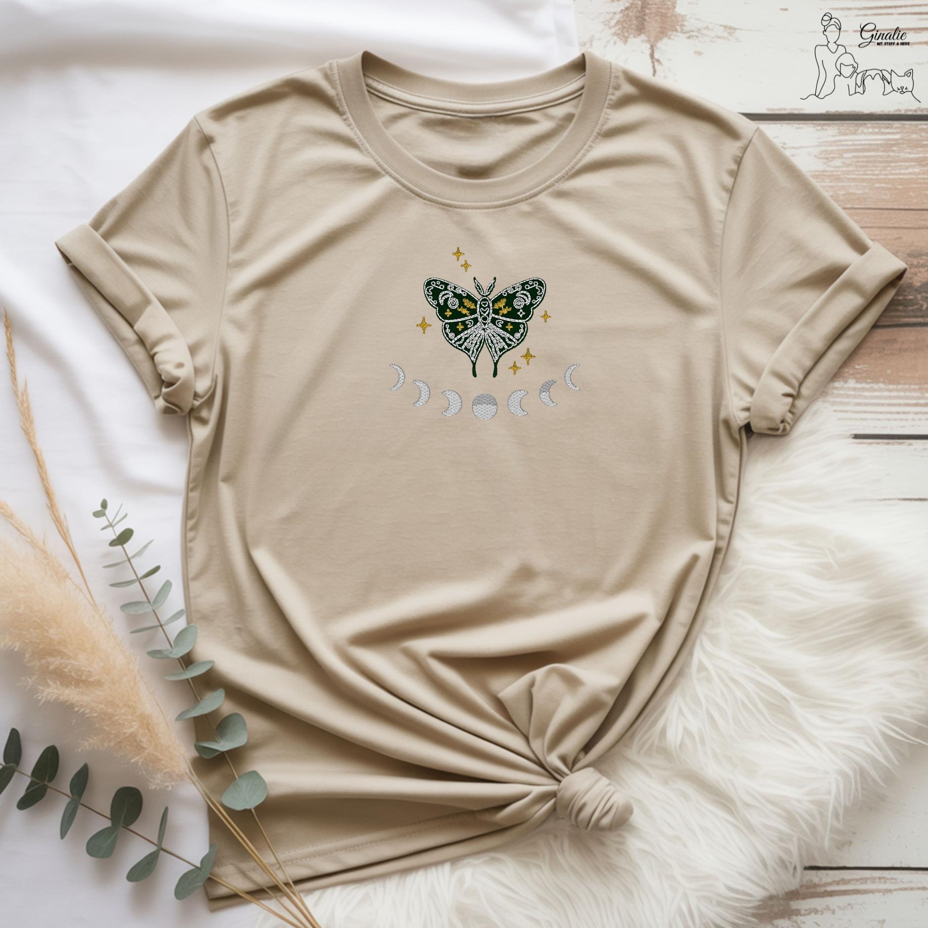 Boho Schmetterling Shirt SP01 • Mondphasen Design • Spirituelles T-Shirt, Hoodie oder Sweatshirt