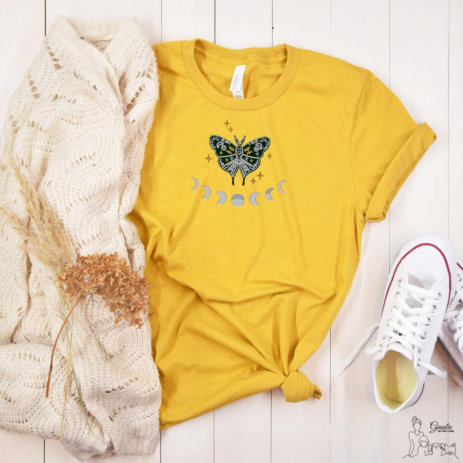 Boho Schmetterling Shirt SP01 • Mondphasen Design • Spirituelles T-Shirt, Hoodie oder Sweatshirt
